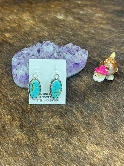 #8 Turquoise Sterling Silver Dangle Earrings