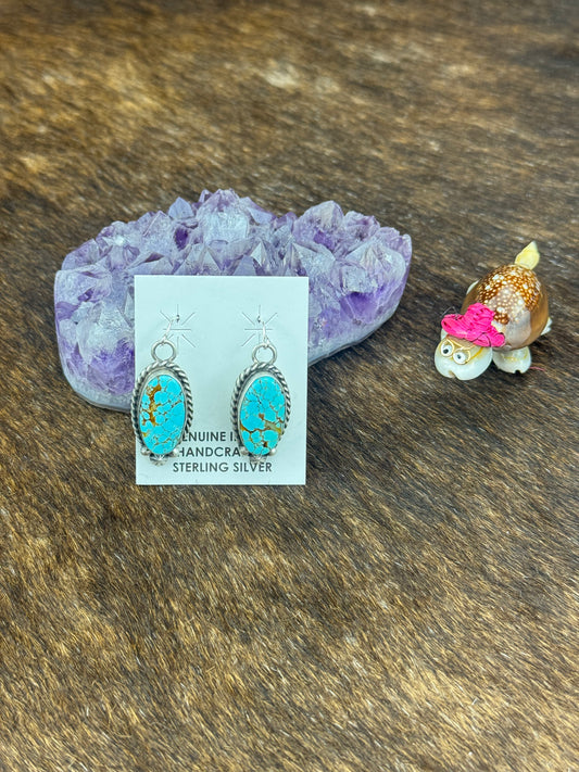 #8 Turquoise Sterling Silver Dangle Earrings
