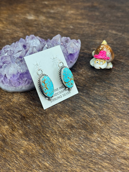 #8 Turquoise Sterling Silver Dangle Earrings