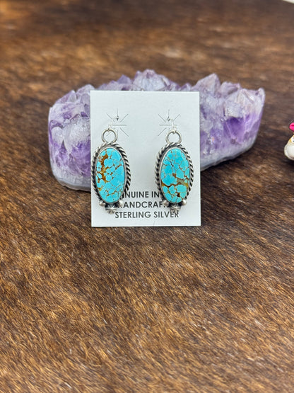 #8 Turquoise Sterling Silver Dangle Earrings