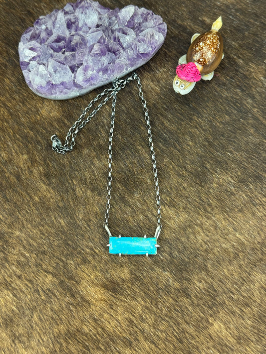 Kingman Turquoise WaterProof Bar Necklace