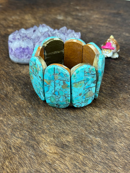 Kingman Turquoise Slab Stretch Bracelet