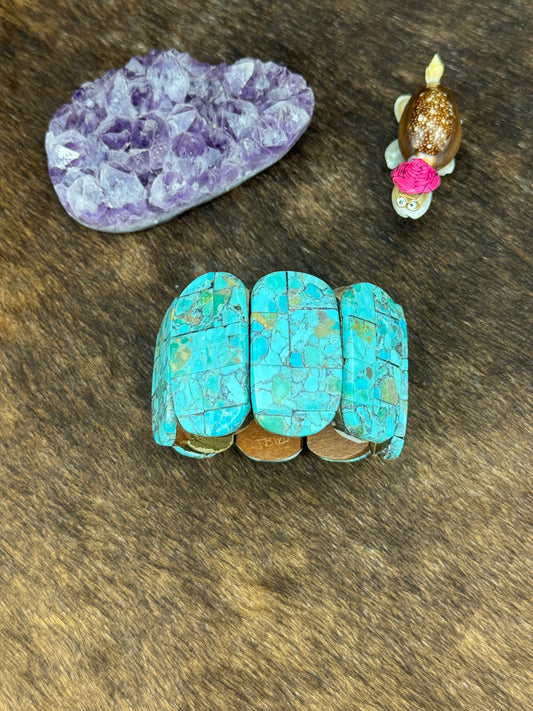 Kingman Turquoise Slab Stretch Bracelet