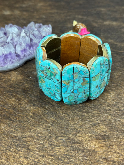Kingman Turquoise Slab Stretch Bracelet