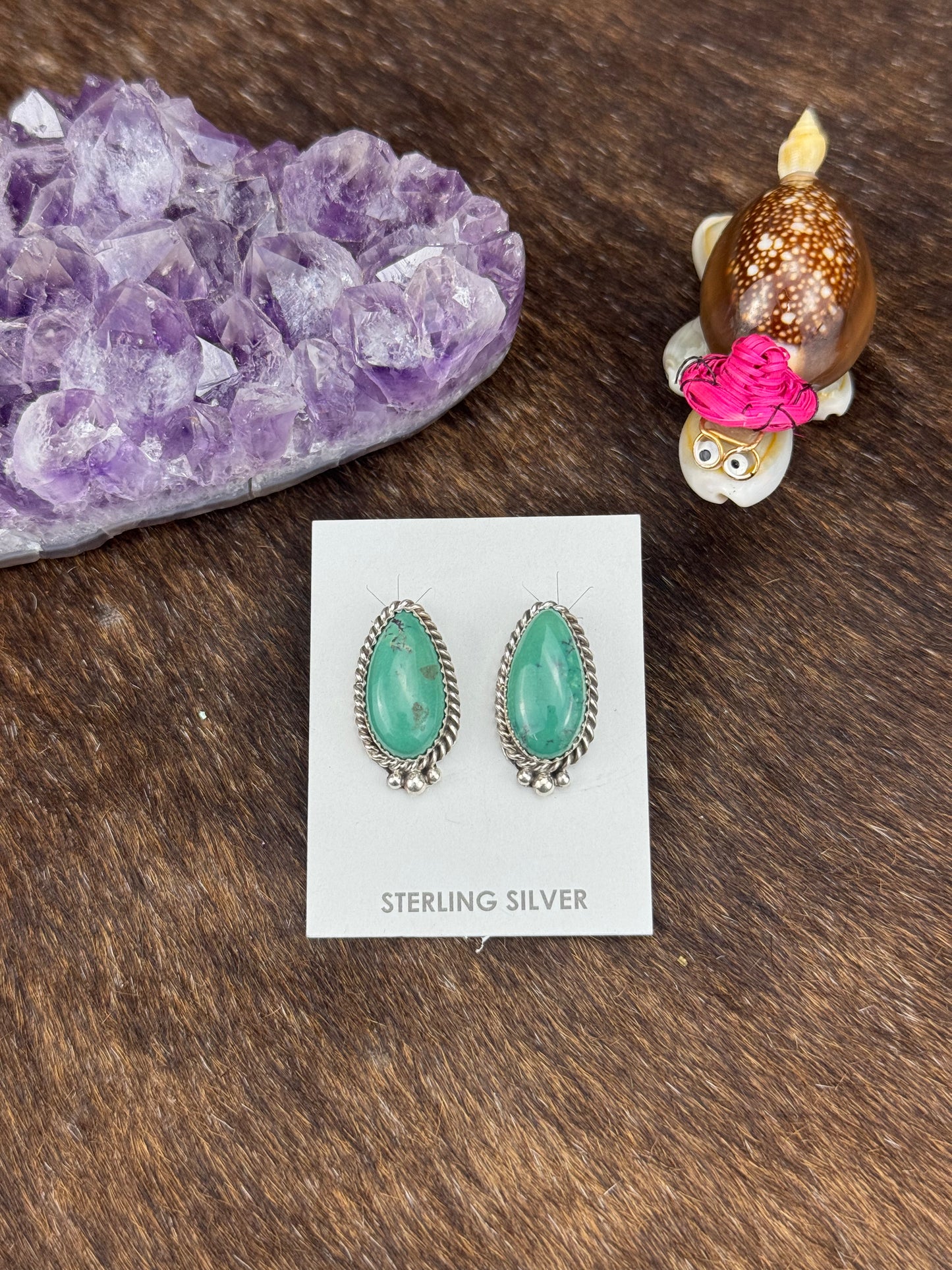 Kingman Turquoise Tear drop Earring