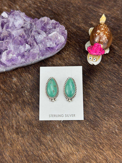 Kingman Turquoise Tear drop Earring