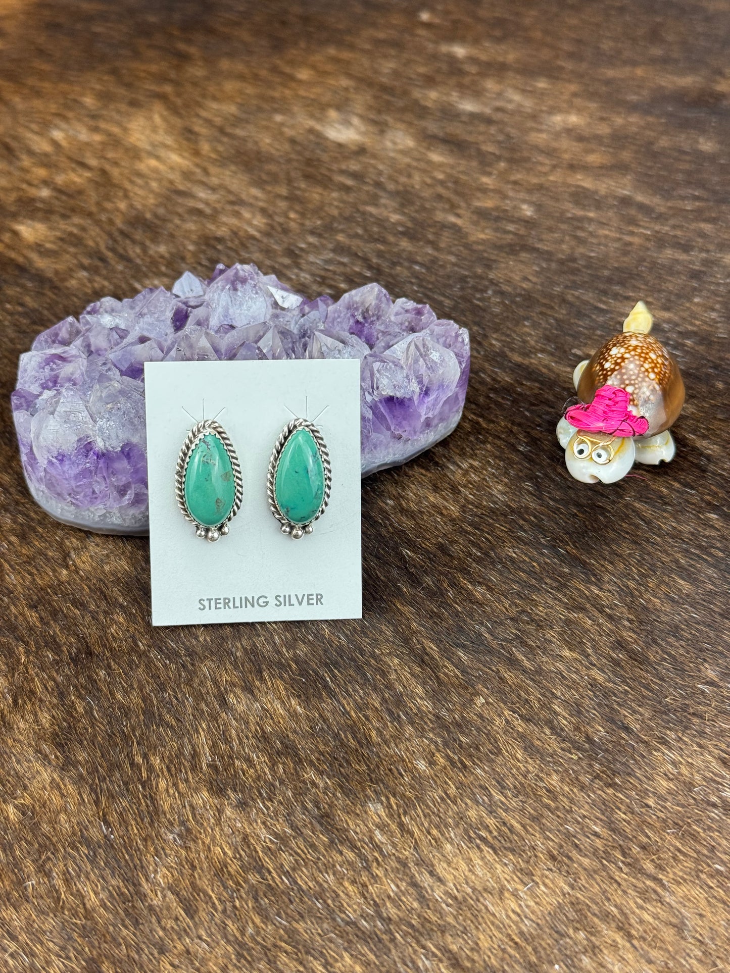 Kingman Turquoise Tear drop Earring