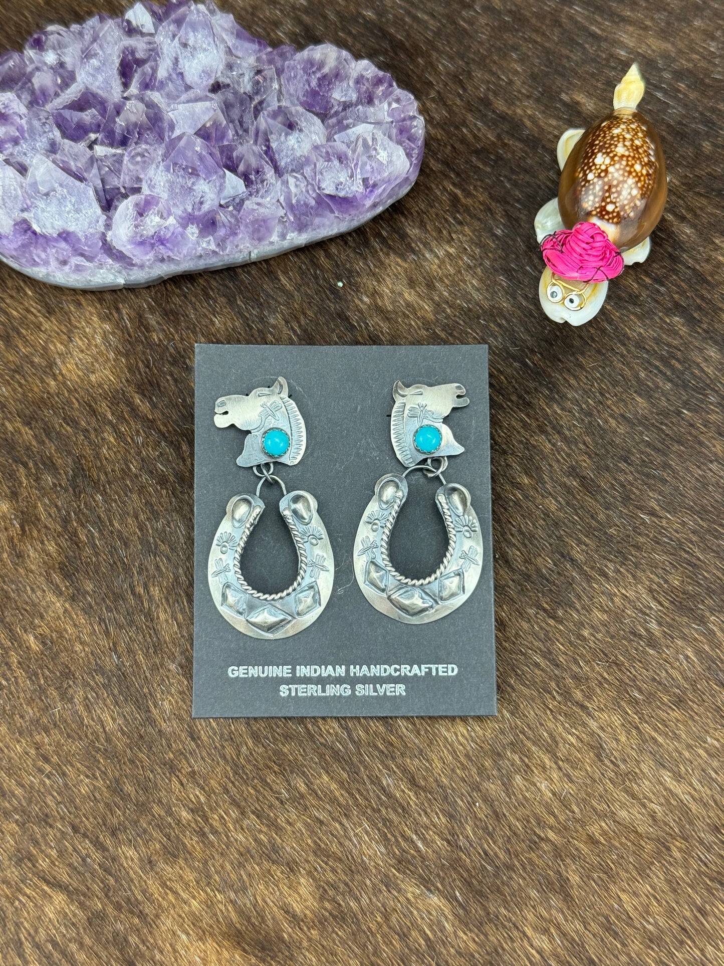Kingman Turquoise Horse Earring