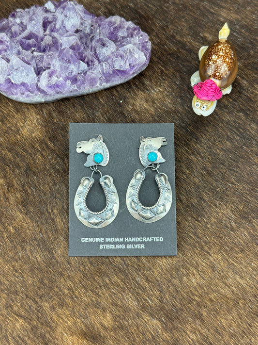 Kingman Turquoise Horse Earring