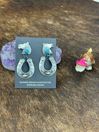 Kingman Turquoise Horse Earring