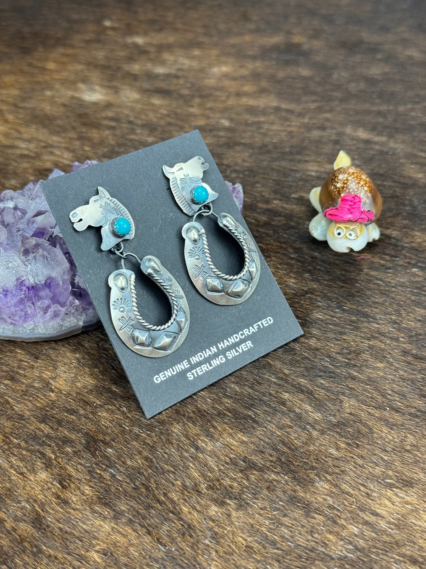 Kingman Turquoise Horse Earring
