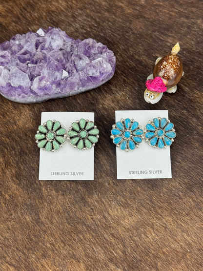 Kingman Turquoise Circle Cluster Earring