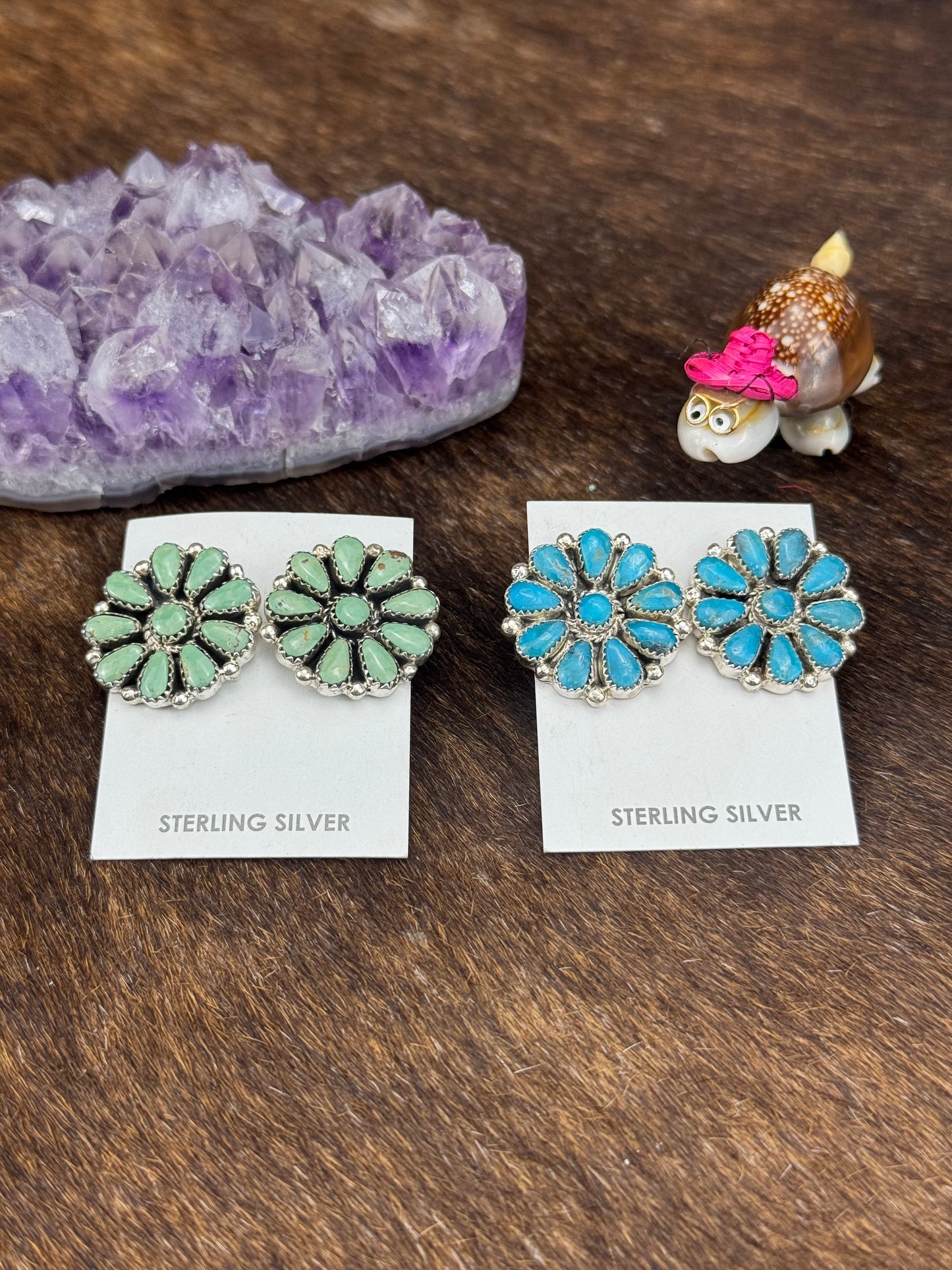Kingman Turquoise Circle Cluster Earring