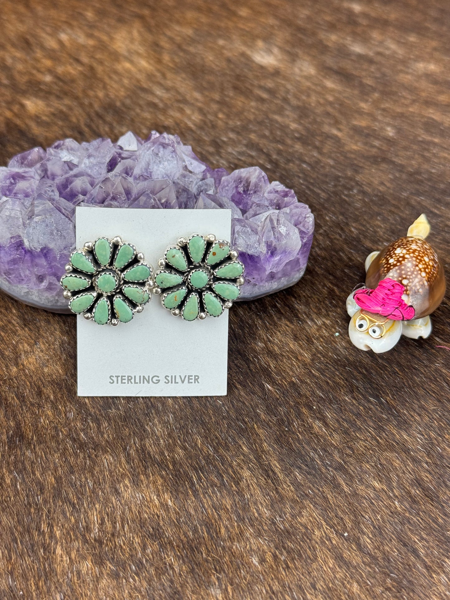 Kingman Turquoise Circle Cluster Earring
