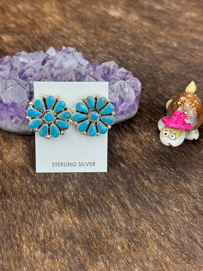 Kingman Turquoise Circle Cluster Earring