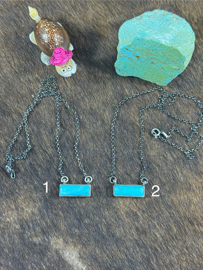 Kingman Turquoise Small Bar Necklace