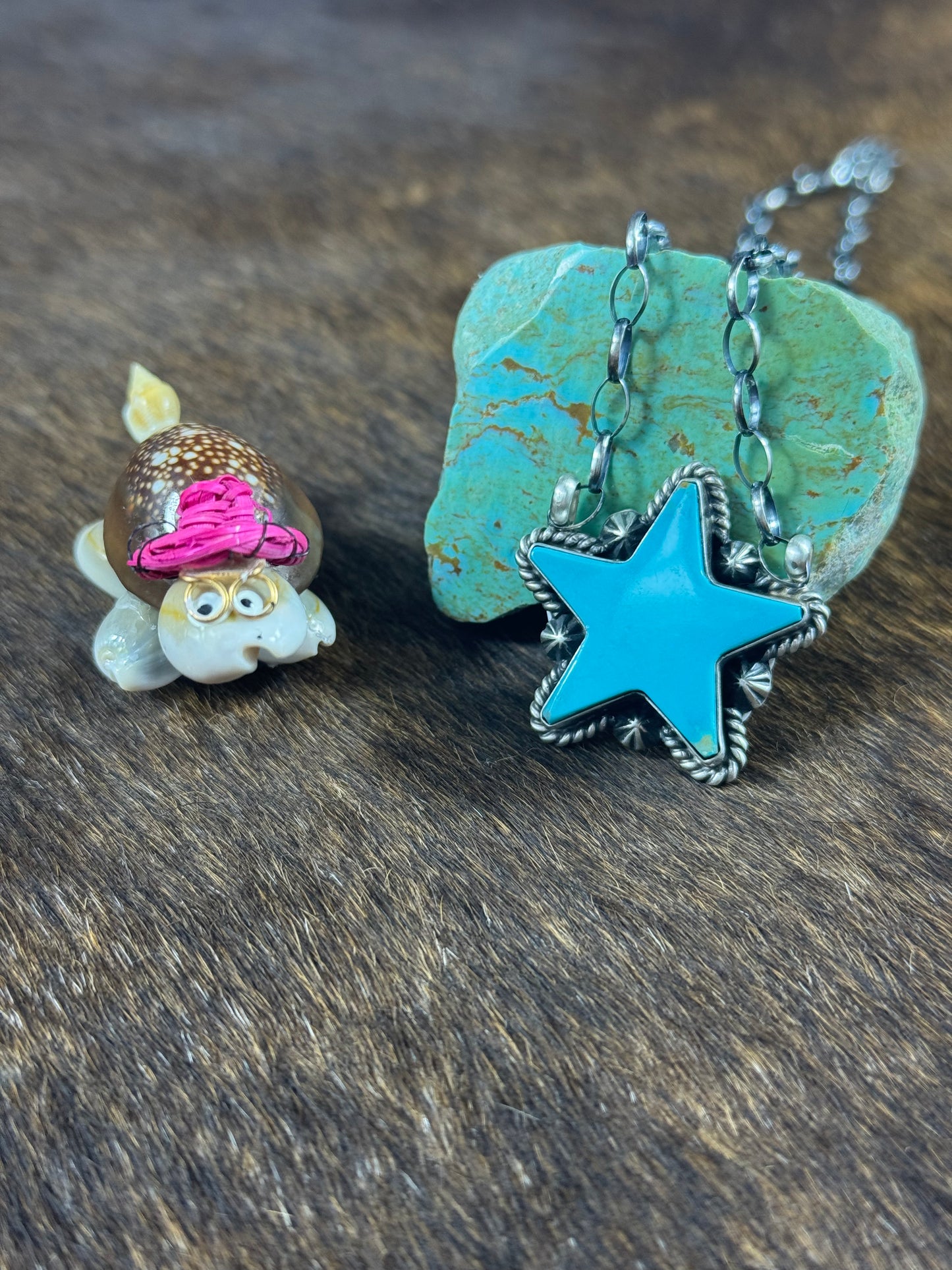 Kingman Turquoise Star Fixed Pendant Necklace