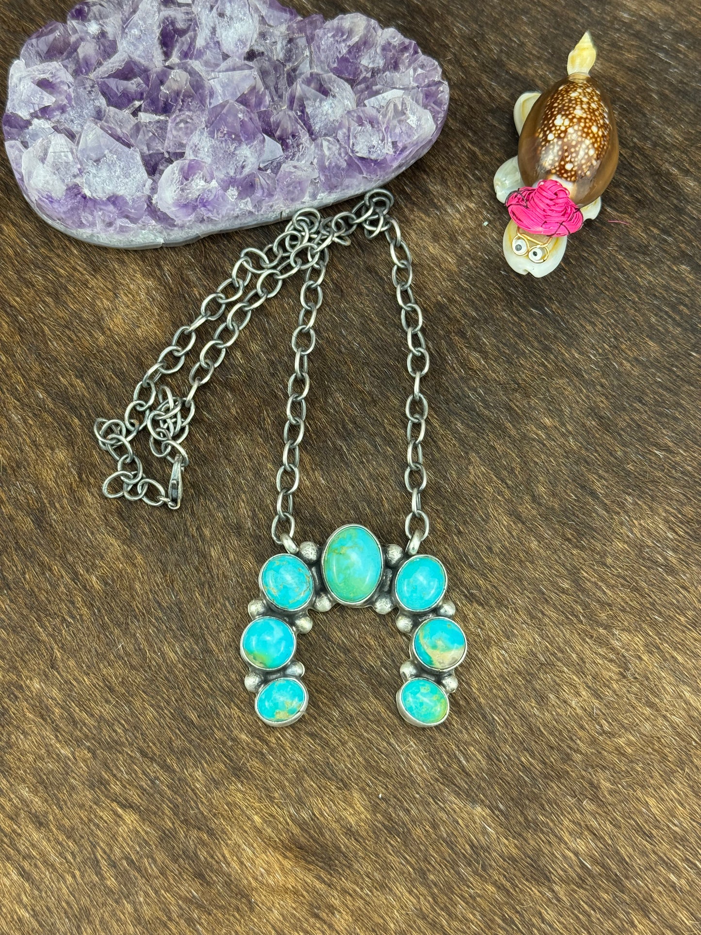 Kingman Turquoise Naja Fixed Pendant Necklace