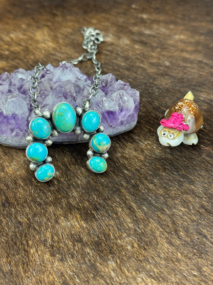 Kingman Turquoise Naja Fixed Pendant Necklace