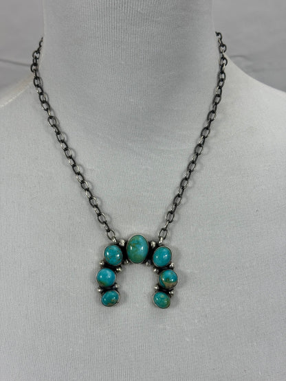 Kingman Turquoise Naja Fixed Pendant Necklace