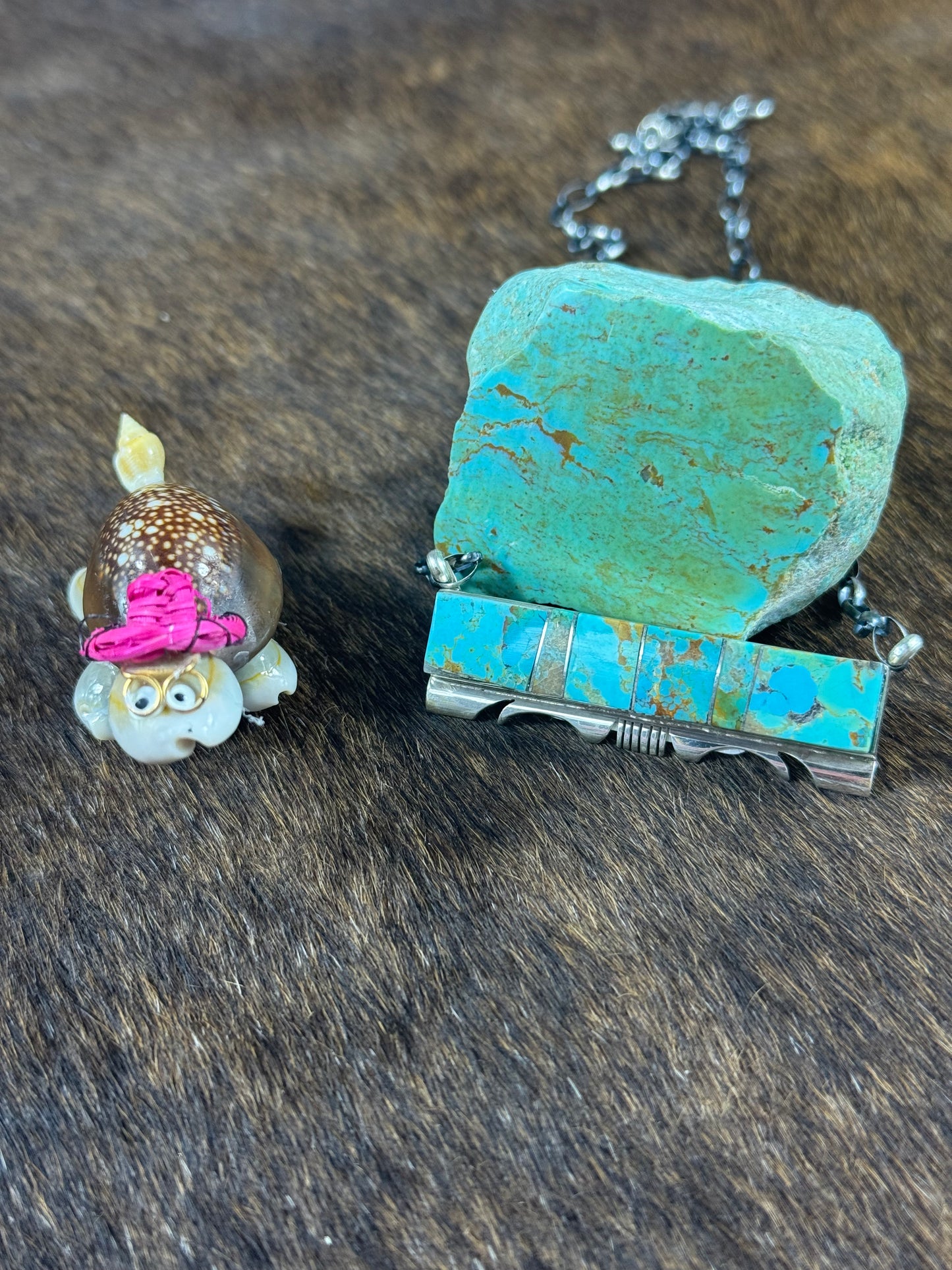 Kingman Turquoise Stamp Bar Necklace