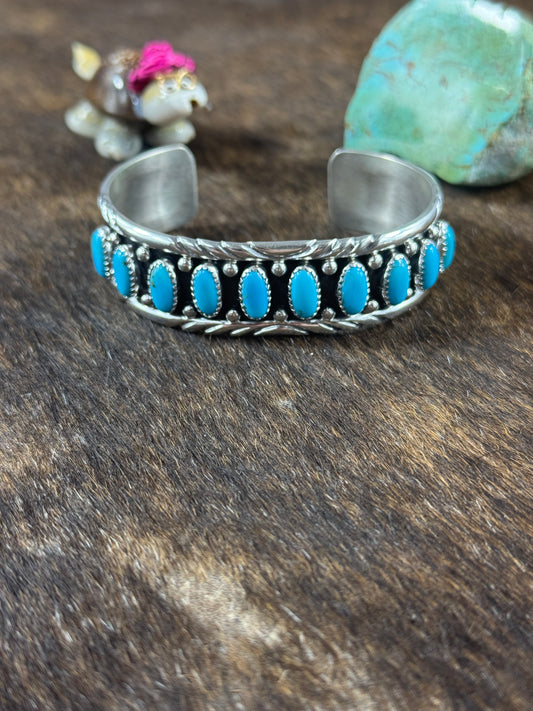 Sterling Silver Kingman Ten Stone Cuff
