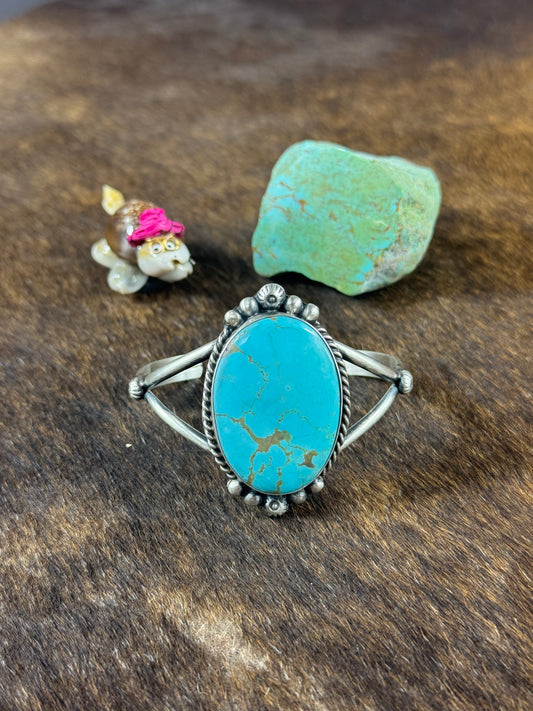 Blue Kingman Large Stone Cuff