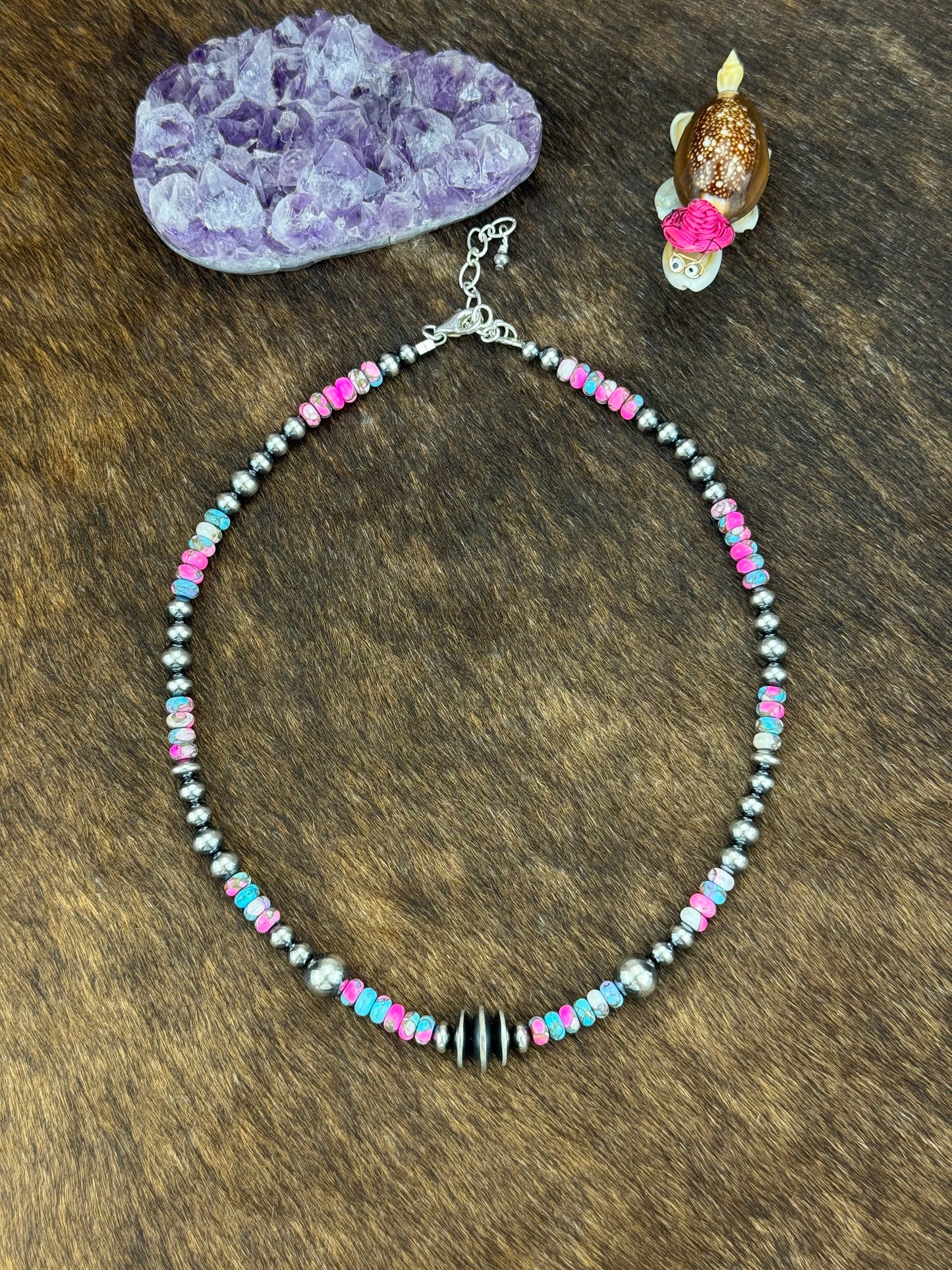 Cotton Candy and Sterling Pearl Varied Necklace