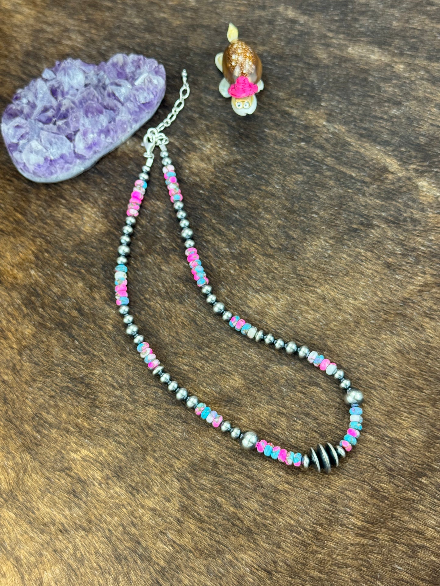 Cotton Candy and Sterling Pearl Varied Necklace