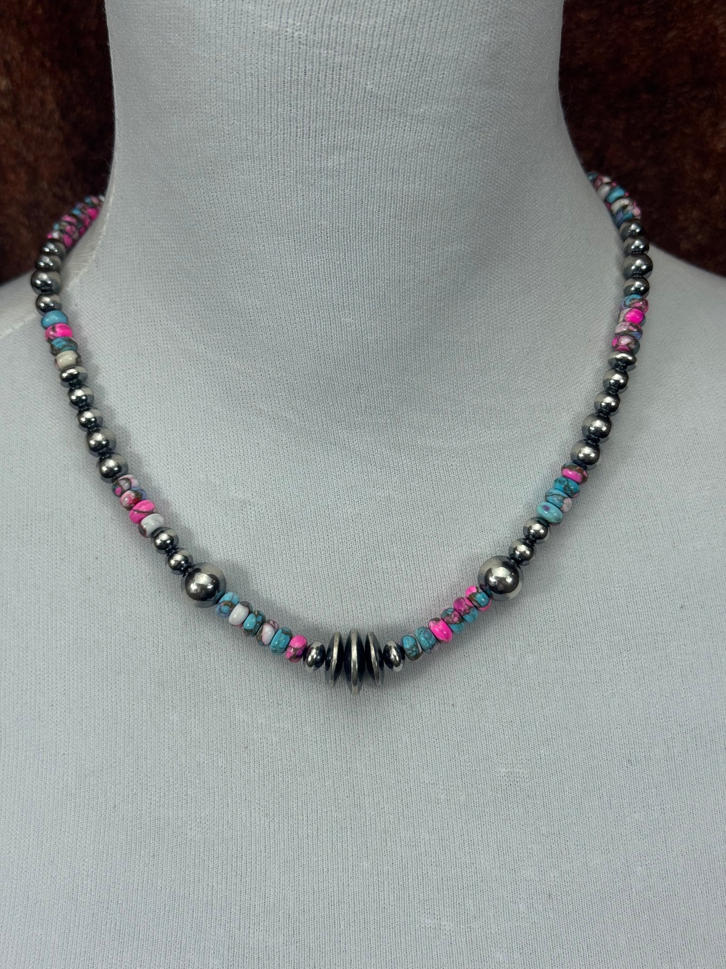 Cotton Candy and Sterling Pearl Varied Necklace