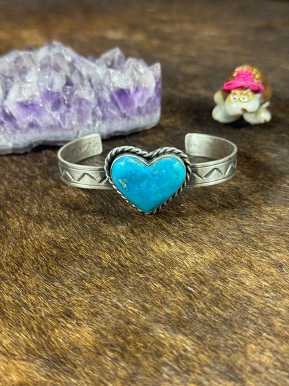 Blue Kingman Turquosie Heart Bracelet