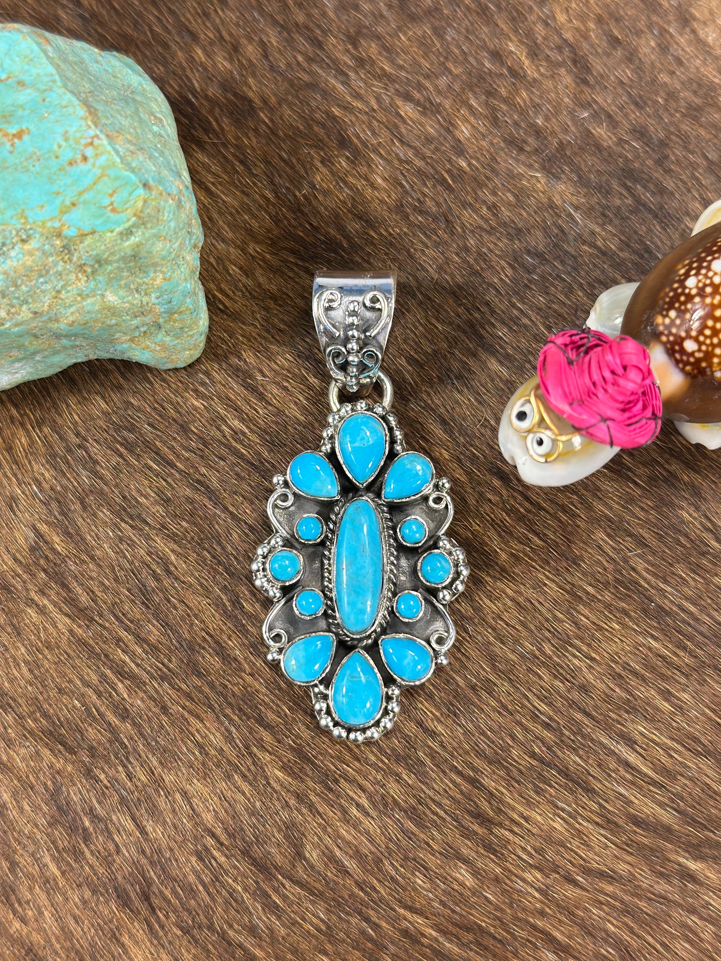 Kingman Turquoise Cluster Pendant