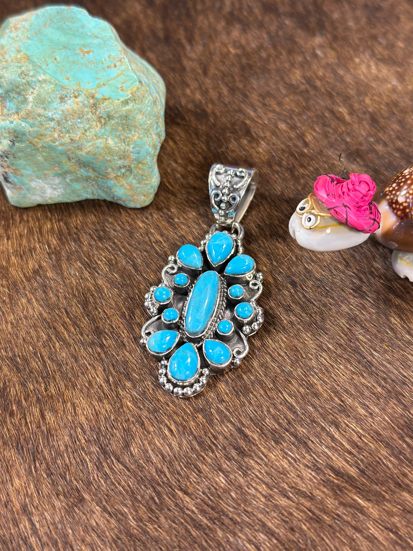 Kingman Turquoise Cluster Pendant