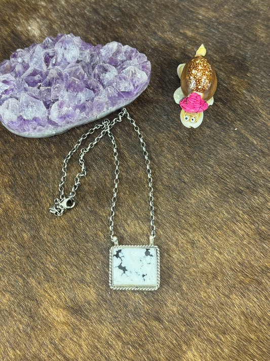 Square White Buffalo Bar Necklace