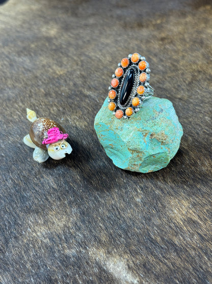 Black Onyx and Spiny Ring