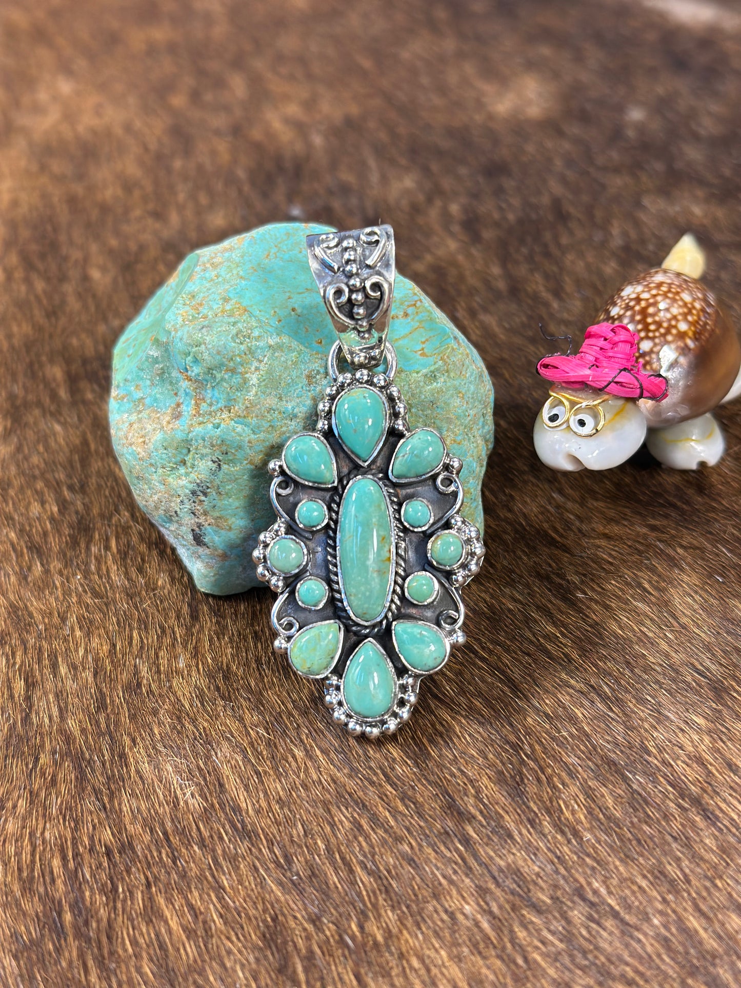 Kingman Turquoise Cluster Pendant