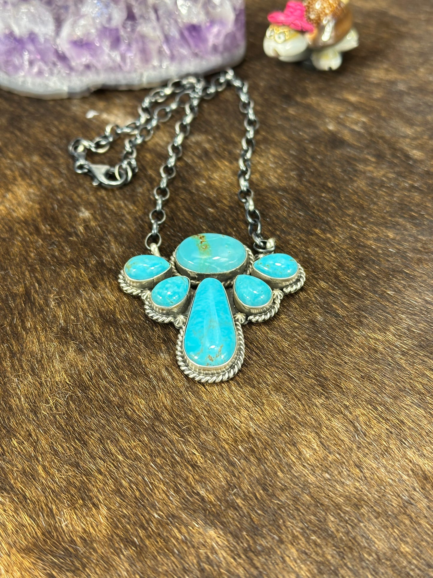 Kingman Turquoise Halo Necklace