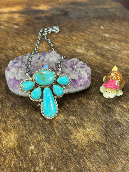 Kingman Turquoise Halo Necklace