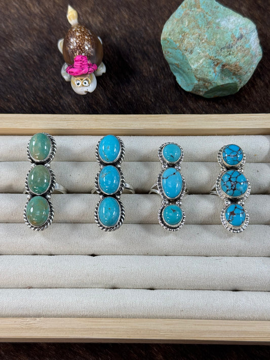 Turquoise 3 Stone Ring