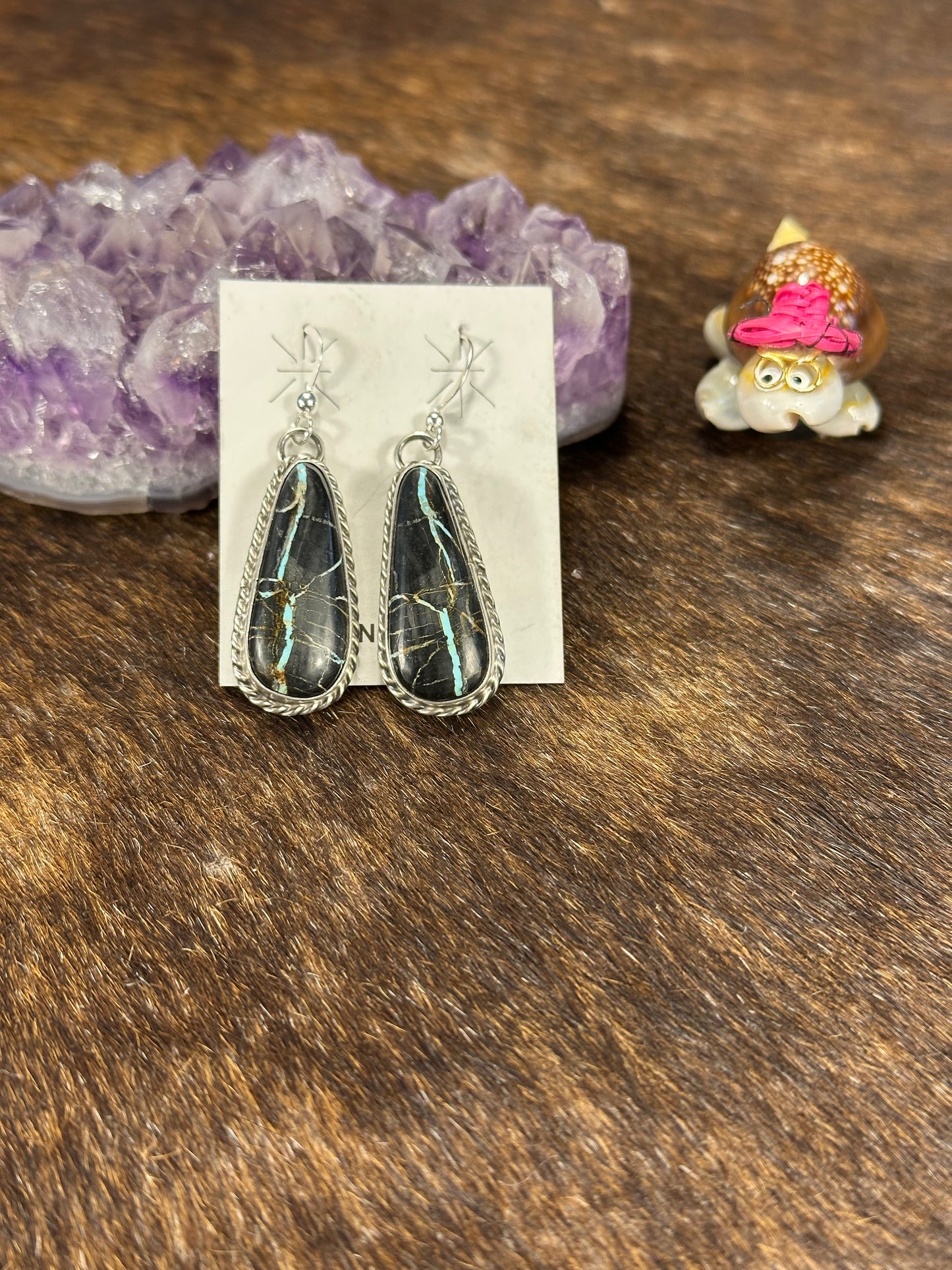 Black Jack Oval Earrings