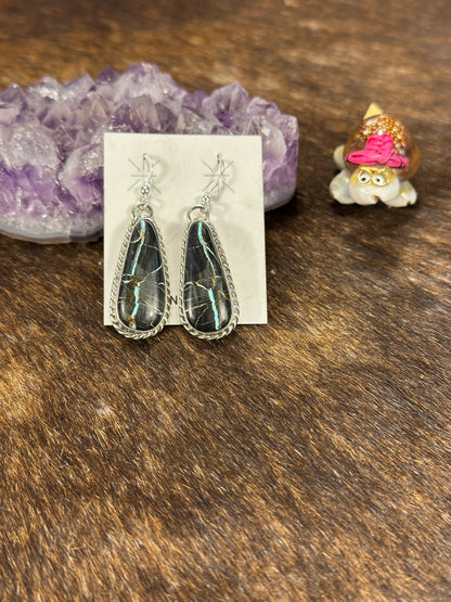 Black Jack Oval Earrings