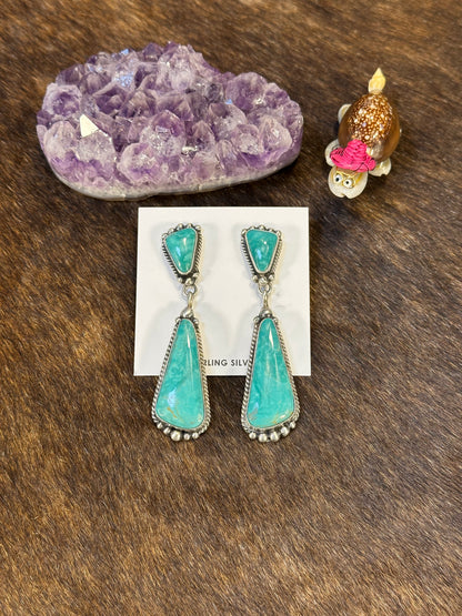 Kingman Dangle Two Stone Earrings