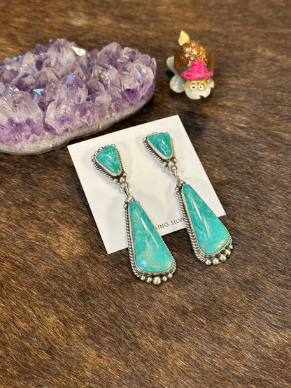Kingman Dangle Two Stone Earrings