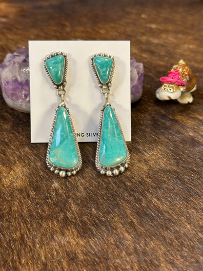 Kingman Dangle Two Stone Earrings