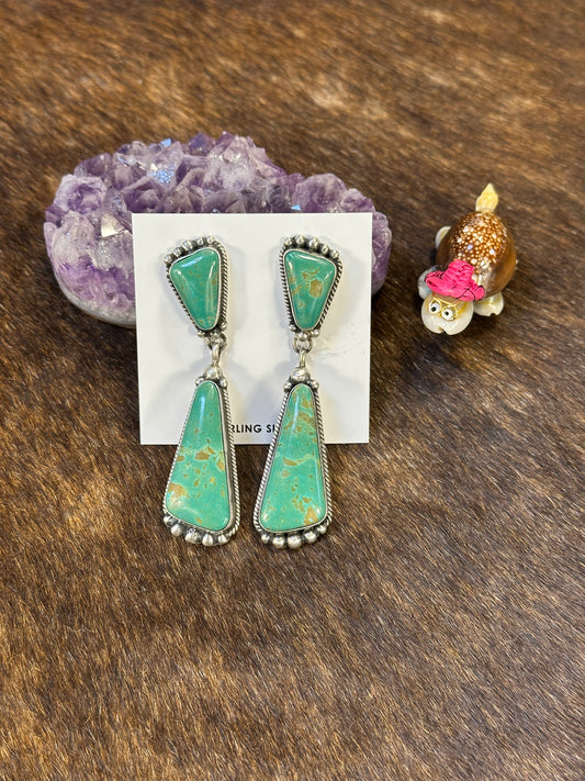 Kingman Dangle Two Stone Earrings