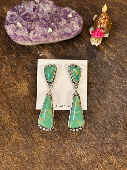 Kingman Dangle Two Stone Earrings