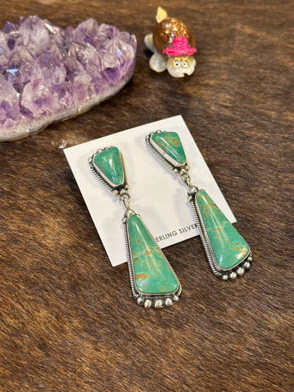 Kingman Dangle Two Stone Earrings