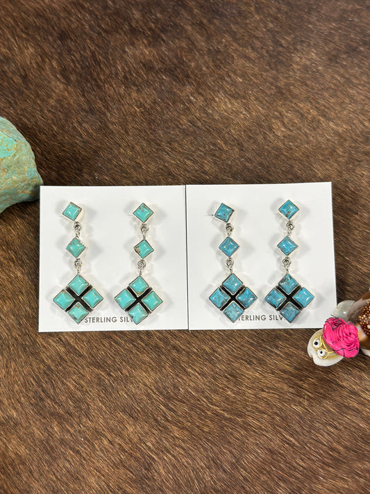 4 Stone Kingman Dangle Cluster Earring