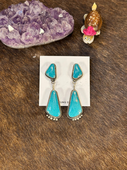 Kingman Dangle Two Stone Link Earring