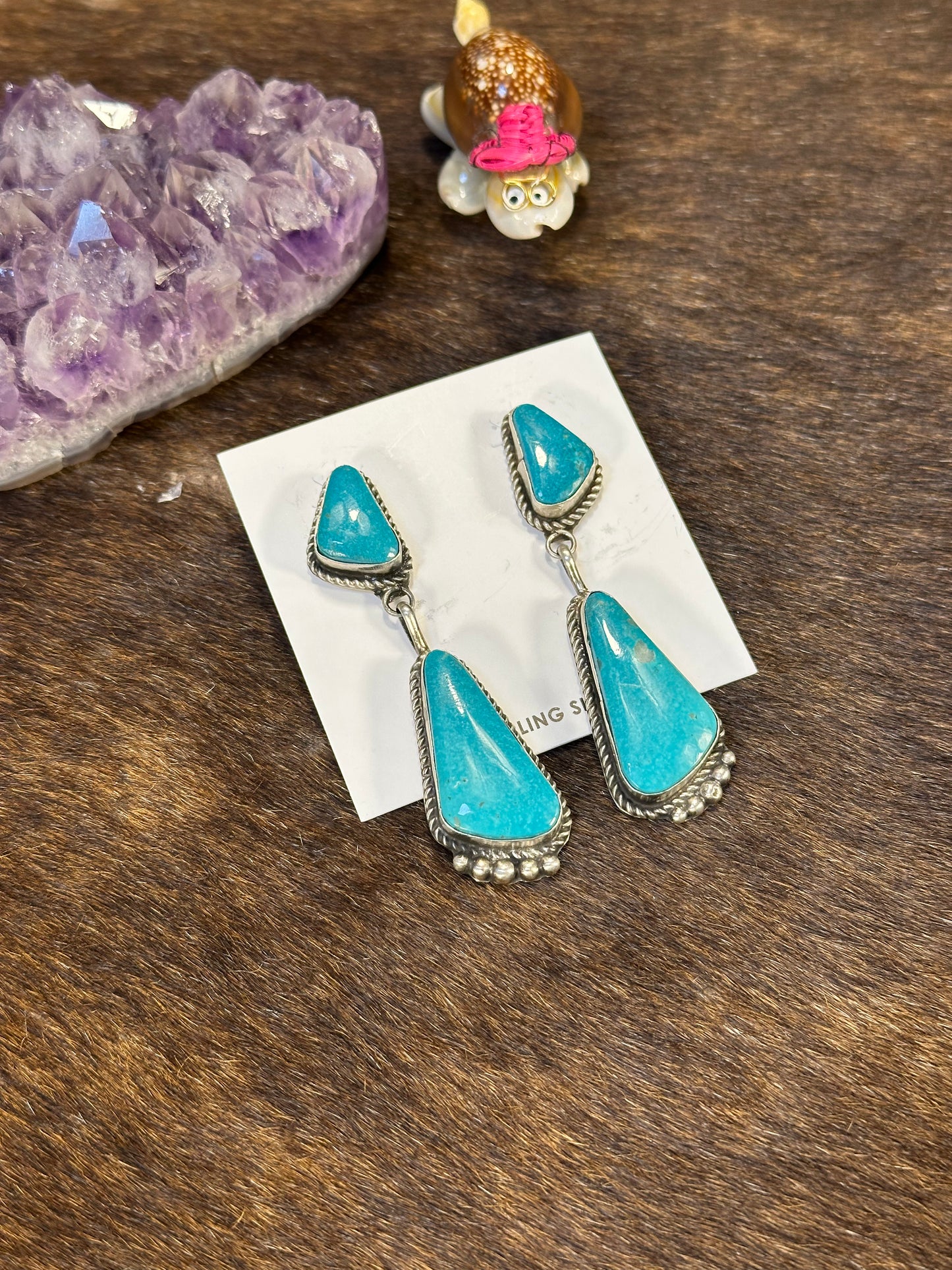 Kingman Dangle Two Stone Link Earring